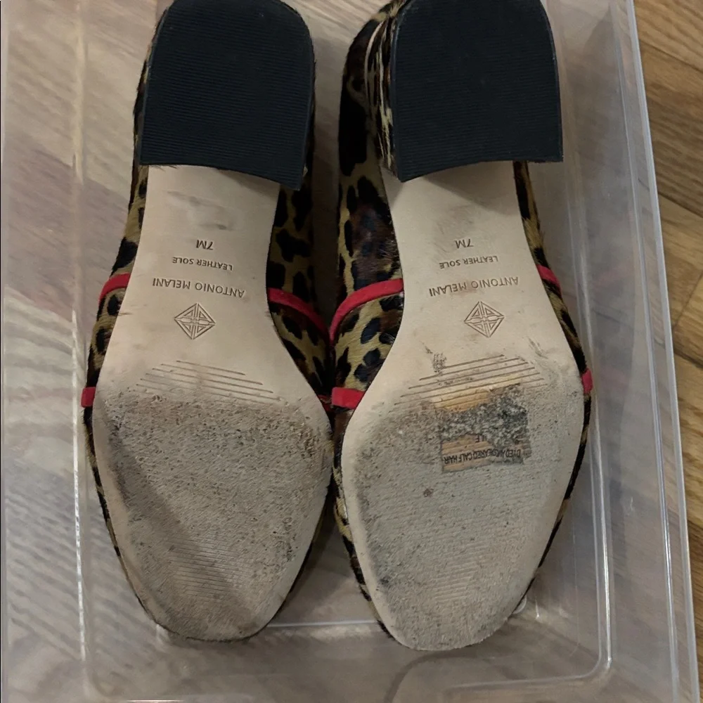 ANTONIO MELANI Leopard Print Block Heel Loafers with Pink Bow - Picture 8 of 11